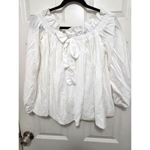NWT 3CE White Off-Shoulder Long Sleeve‎ Bohemia Oversize Blouse Size M